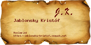 Jablonsky Kristóf névjegykártya