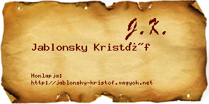 Jablonsky Kristóf névjegykártya